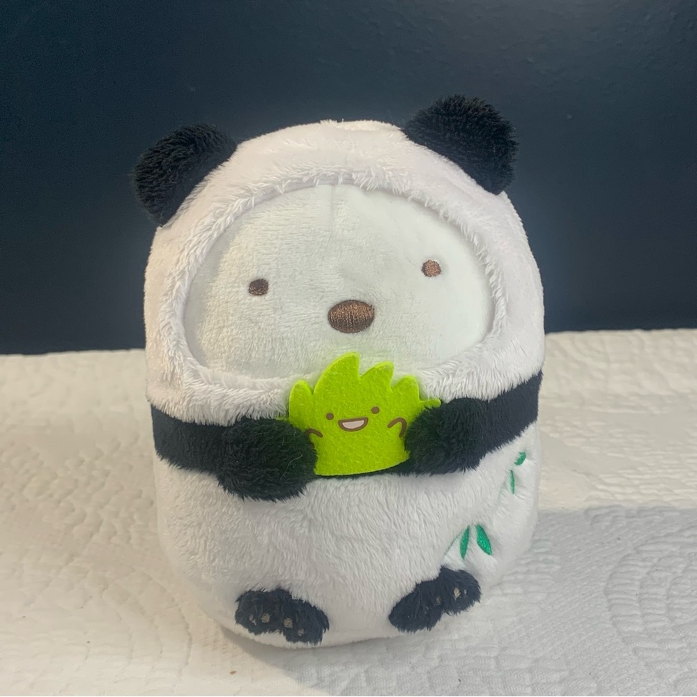San-X Sumikko Gurashi 5th Anniversary Shirokuma Panda Plush With Grass 7 Inches
